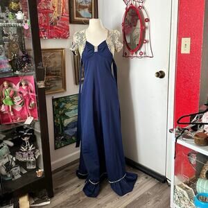 infinity navy blue cream lace vintage formal dress